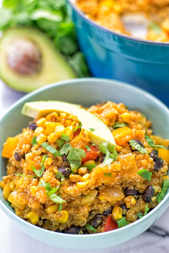 Quinoa Enchilada with Mexican Street Corn | #vegan #glutenfree #contentednesscooking #plantbased #dairyfree