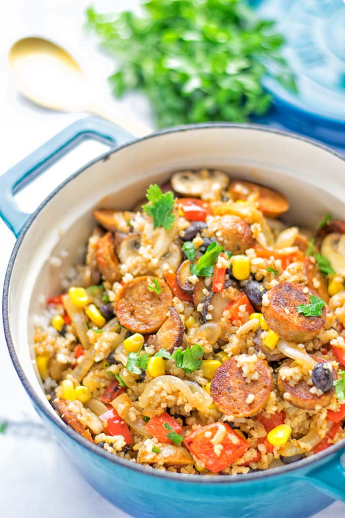 This Vegetarian Kielbasa is entirely vegan, gluten free and so delicious for lunch, dinner, meal prep and so much more. It's a great dairy free alternative, so satisfyingly packed with amazing flavors for everyone. Come and try it now, enjoy the best comfort food the whole family will love. #vegan #glutenfree #dairyfree #vegetarian #dinner #lunch #mealprep #worklunchideas #contentednesscooking #kielbasarecipes #easyfood #familymealplanning