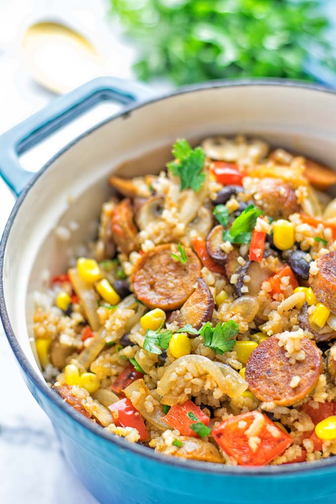 This Vegetarian Kielbasa is entirely vegan, gluten free and so delicious for lunch, dinner, meal prep and so much more. It's a great dairy free alternative, so satisfyingly packed with amazing flavors for everyone. Come and try it now, enjoy the best comfort food the whole family will love. #vegan #glutenfree #dairyfree #vegetarian #dinner #lunch #mealprep #worklunchideas #contentednesscooking #kielbasarecipes #easyfood #familymealplanning