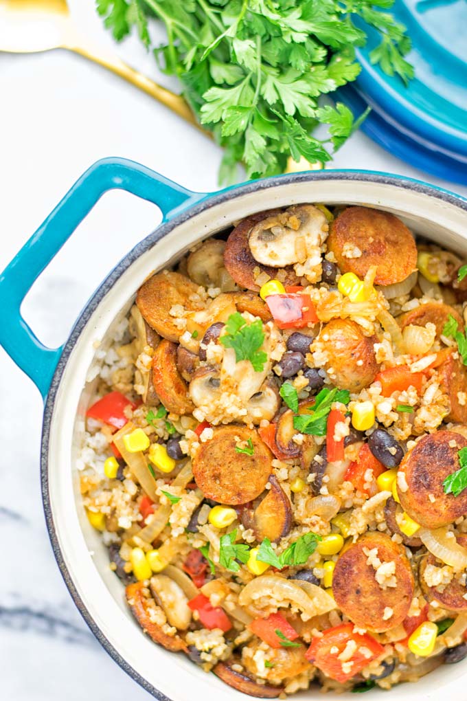 This Vegetarian Kielbasa is entirely vegan, gluten free and so delicious for lunch, dinner, meal prep and so much more. It's a great dairy free alternative, so satisfyingly packed with amazing flavors for everyone. Come and try it now, enjoy the best comfort food the whole family will love. #vegan #glutenfree #dairyfree #vegetarian #dinner #lunch #mealprep #worklunchideas #contentednesscooking #kielbasarecipes #easyfood #familymealplanning