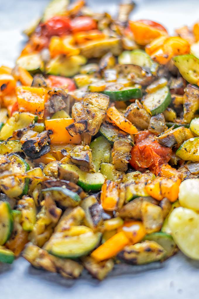 This Sheet Pan Ratatouille Gnocchi are super easy to make and naturally vegan, gluten free. It's made on a sheet pan which is a breeze for dinner, lunch, meal prep and work lunches. Try it now and the whole family will love it. #vegan #dairyfree #glutenfree #vegetarian #gnocchi #ratatouille #sheetpanmeals #contentednesscooking #dinner #lunch #mealprep #worklunchideas #familyfood #newyearhealtyeating