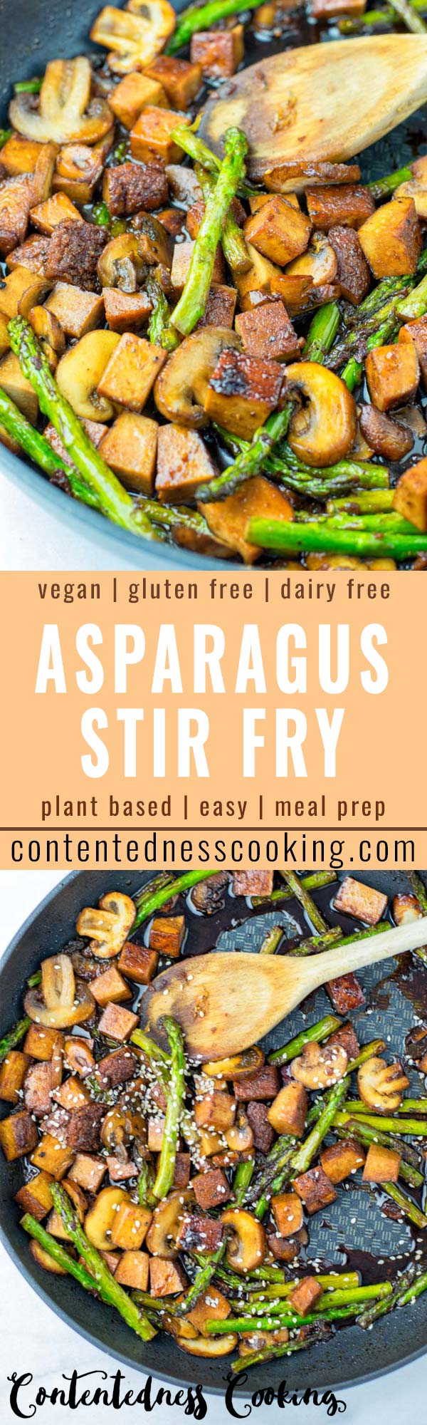 This vegan Asparagus Stir Fry is super easy. Looking to cook more veggies for your families? This healthy lunch or dinner is made with tofu, a soy sauce, and extra mushrooms. Ideal for meal prep, it reheats perfectly as work lunch.
