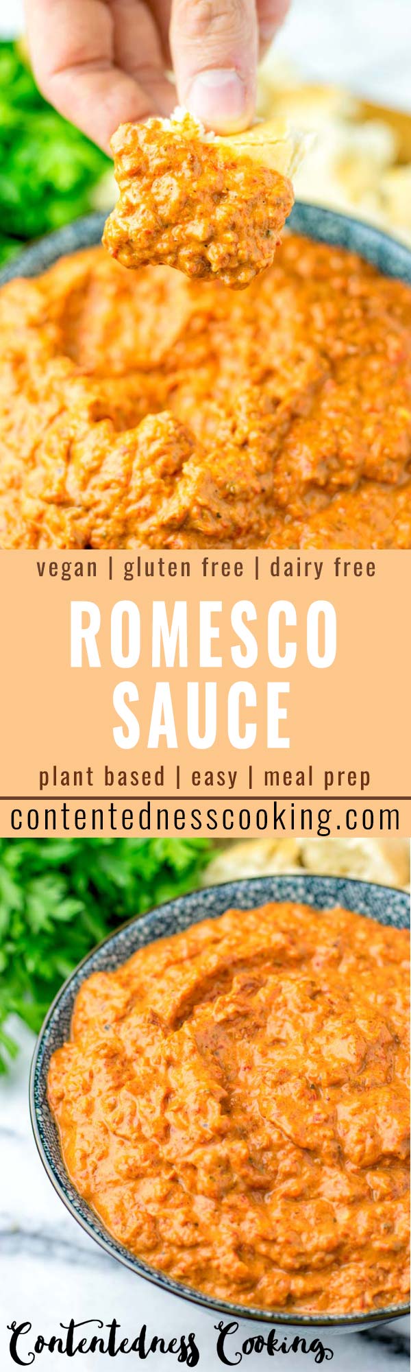 This Romesco Sauce Recipe is full of authentic traditional flavors, made in a vegetarian, even vegan way. It is ready in 5 minutes and so satisfying. Enjoy with bread, over pasta, salads and more.