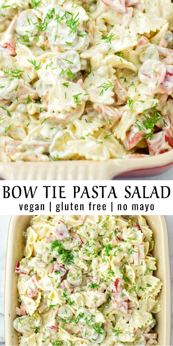 Easy done in 15 minutes this Bow Tie Pasta salad is a keeper mayo free that the whole family will love. Naturally vegan, delicious and amazing for meal prep.