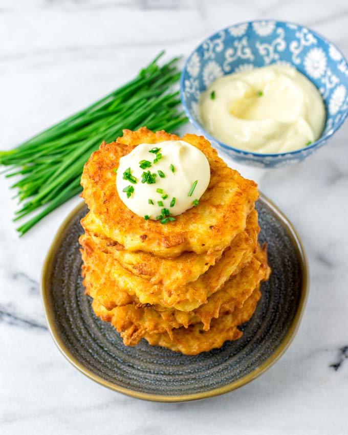 Enjoy easy vegan potato cakes as main or side dish.