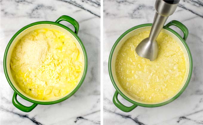 Step 3: Blending the cooked soup.