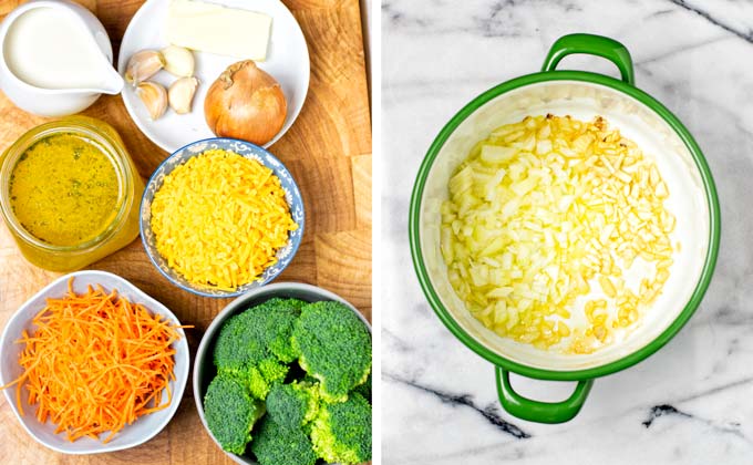 Main ingredients for the Broccoli Soup.