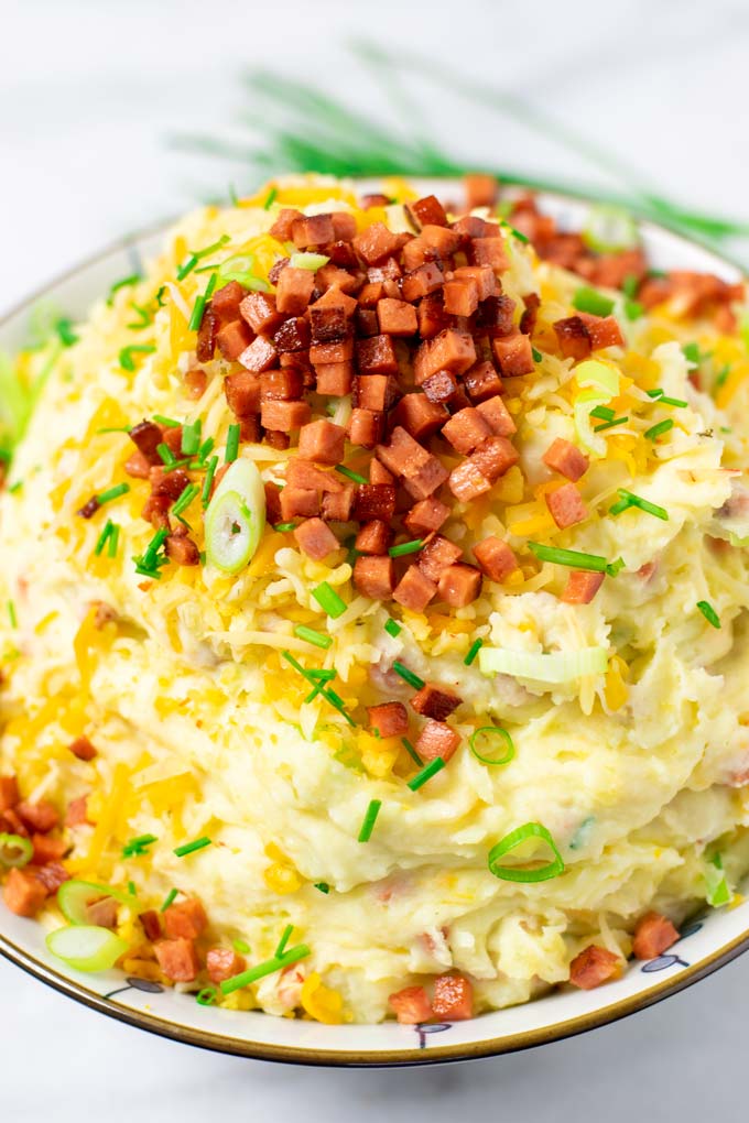 Closeup view of the topping.