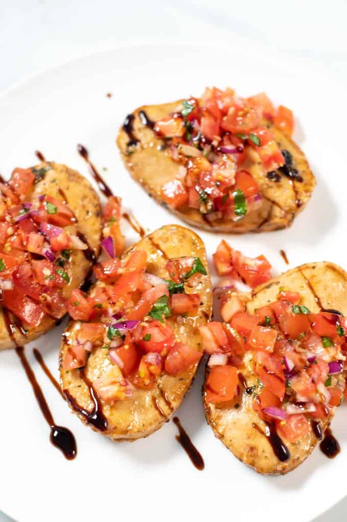 Serving of Bruschetta Chicken.