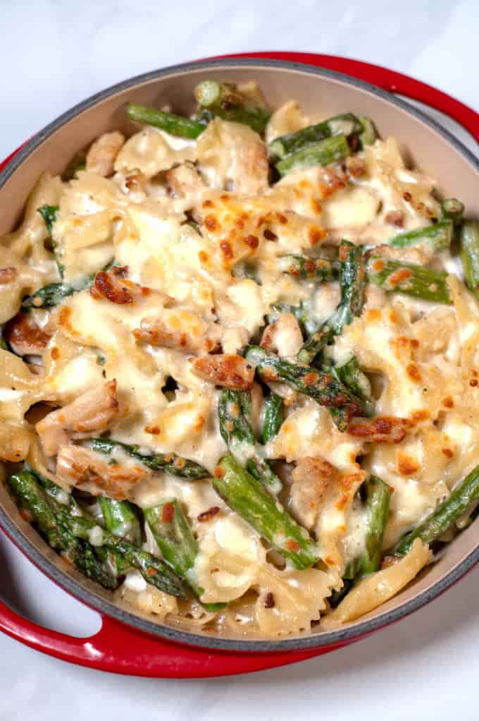 Closeup on the Chicken Asparagus Casserole.