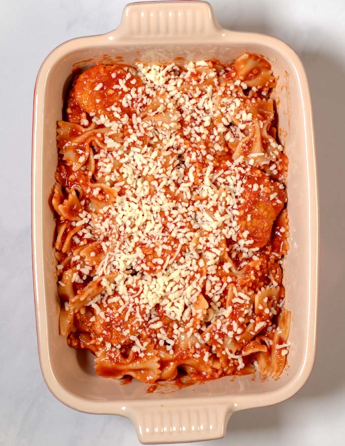 Chicken Nugget Casserole before baking in the oven.