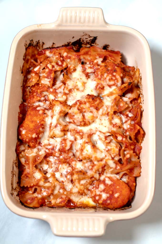 Chicken Nugget Casserole after baking in the oven.