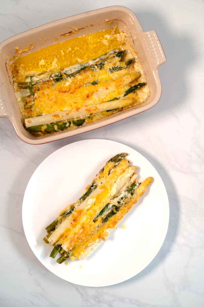 A serving of the Keto Asparagus Casserole.