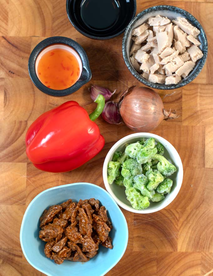Ingredients for Chicken and Steak Stir Fry.