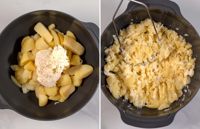 Side by side view of preparation steps.