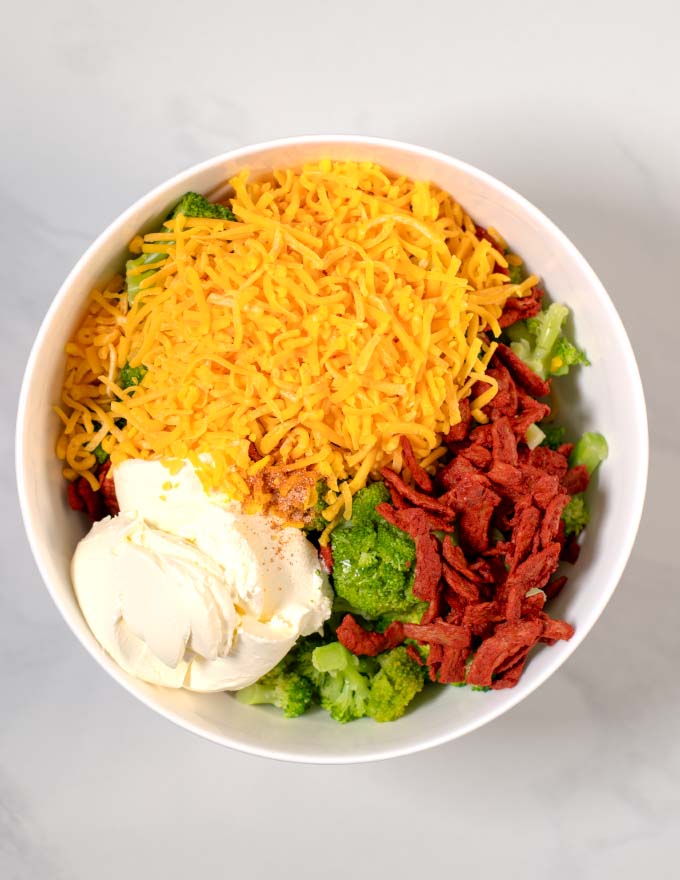 A mixing bowl with the ingredients.