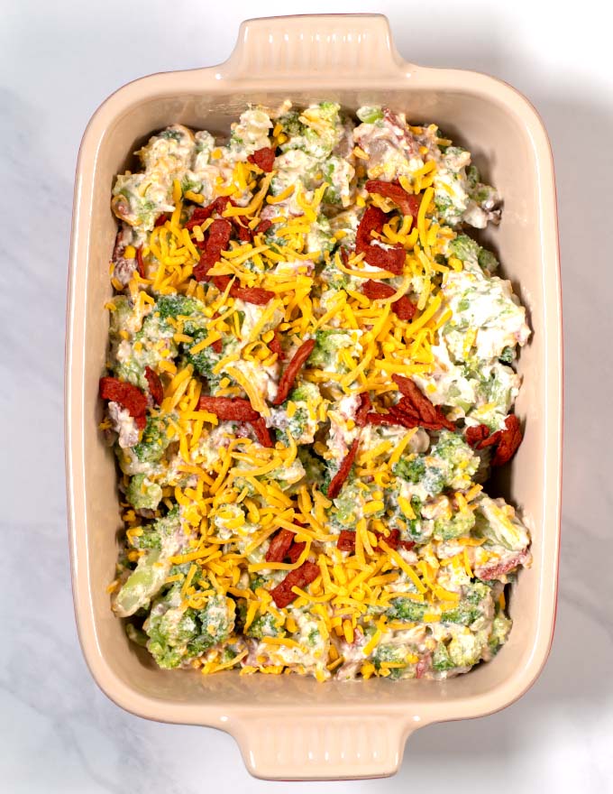 Casserole dish before baking.