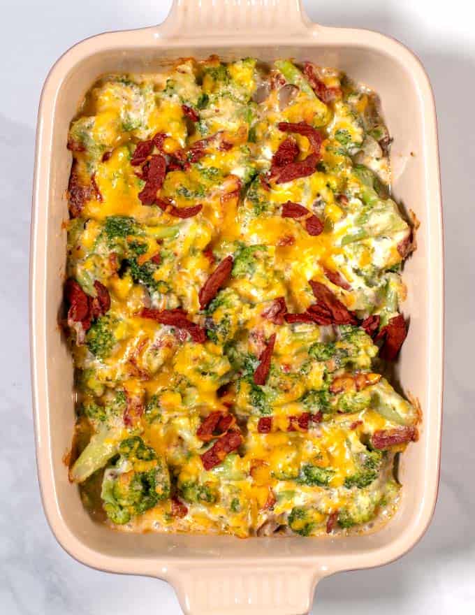 Leftover Broccoli Casserole after baking in the oven.