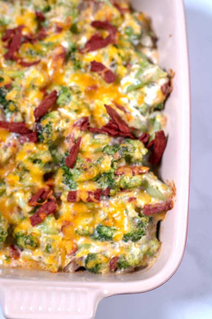 Closeup of Leftover Broccoli Casserole.