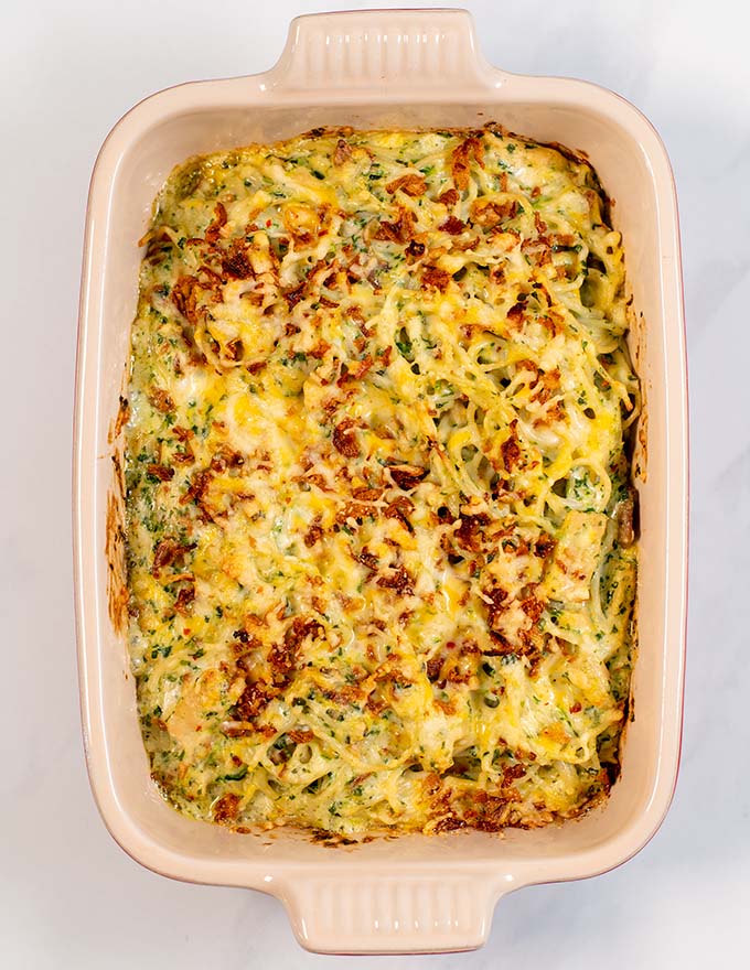 Top view of the Monterey Jack Chicken Casserole.