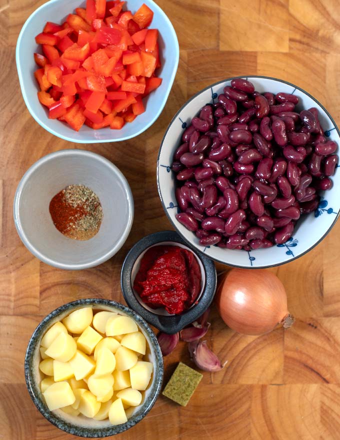 Ingredients needed for making Puerto Rican Beans.