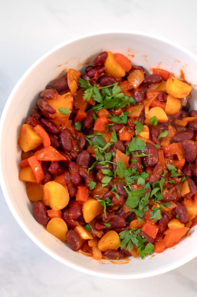 Closeup on Puerto Rican beans.