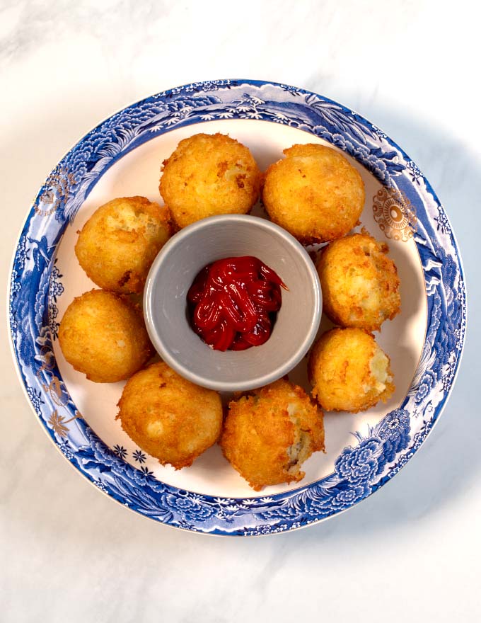 Fried Puerto Rican Stuffed Potato Balls.