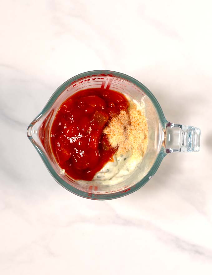 All ingredients for the Southwest Ranch Dressing in a small bowl.
