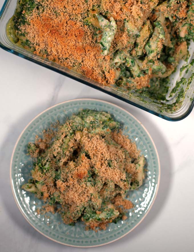 A serving of Chicken Florentine Casserole.