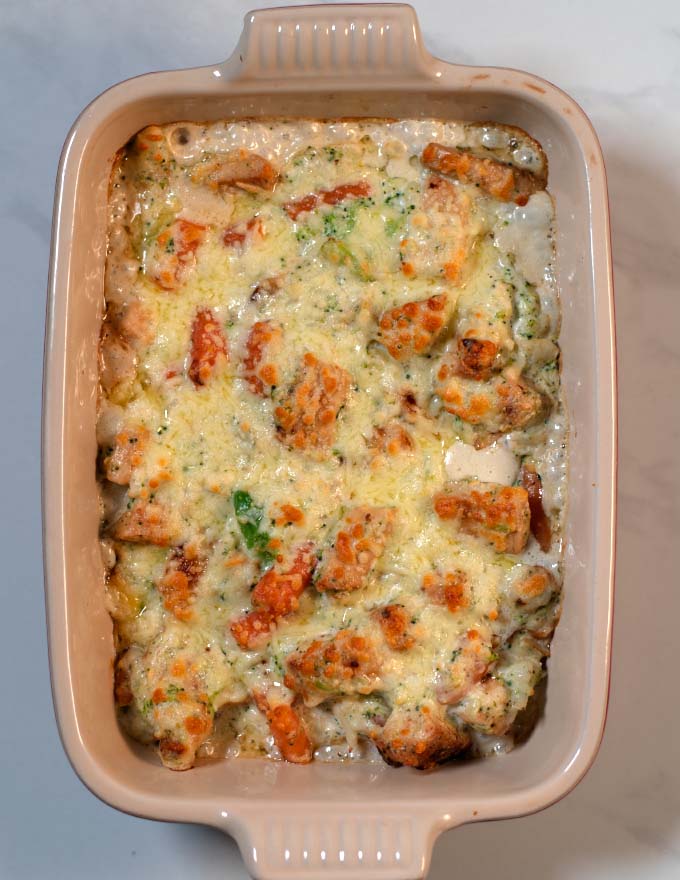Keto Chicken Vegetable Casserole after baking.