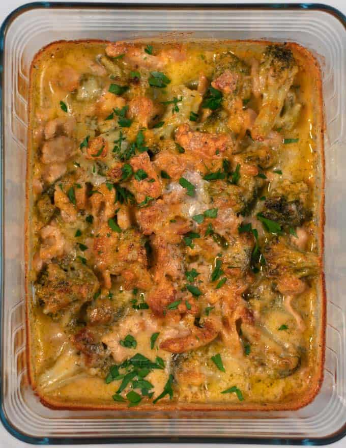 View of Ranch Chicken Casserole after baking.