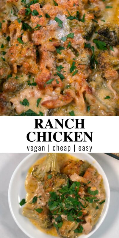 Collage of two photos with Ranch Chicken Casserole with recipe title text.