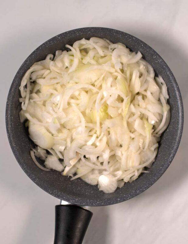 Onions before caramelizing.