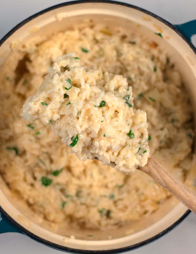 A large spoonful of the easy Cheese Rice.