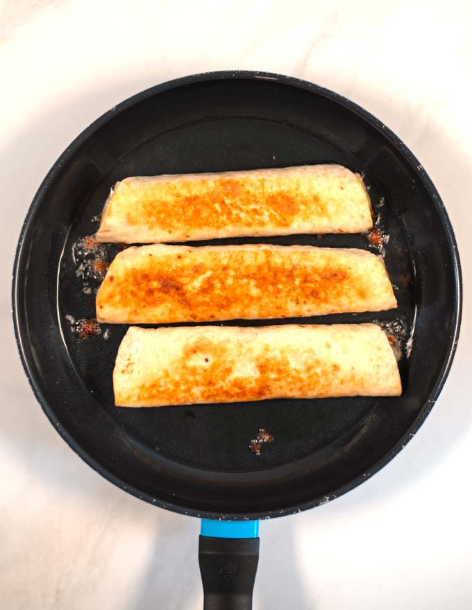 Flautas are baked in oil.