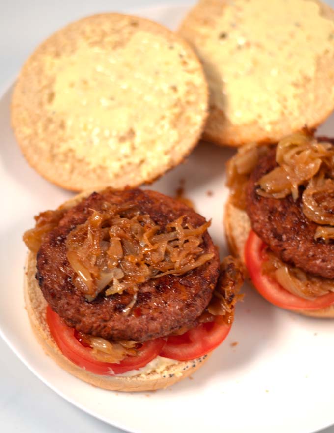 Two open Hamburgers.