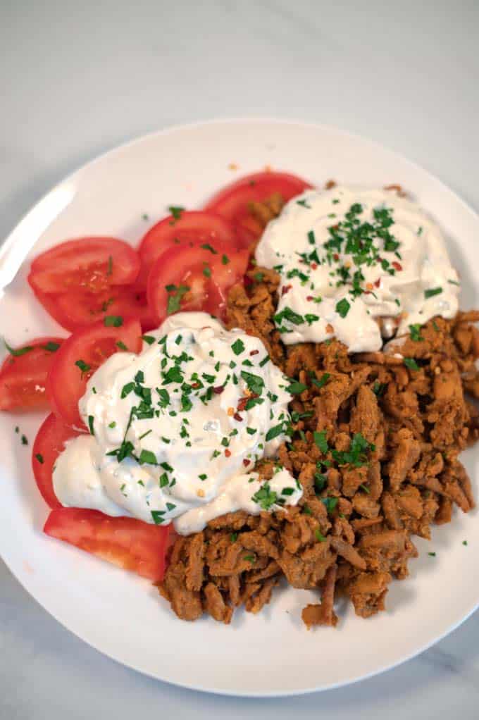 Closeup on a Shawarms plate.