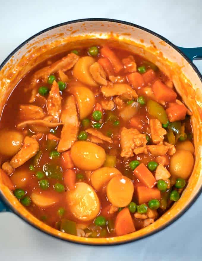 Closeup of Afritada Chicken.