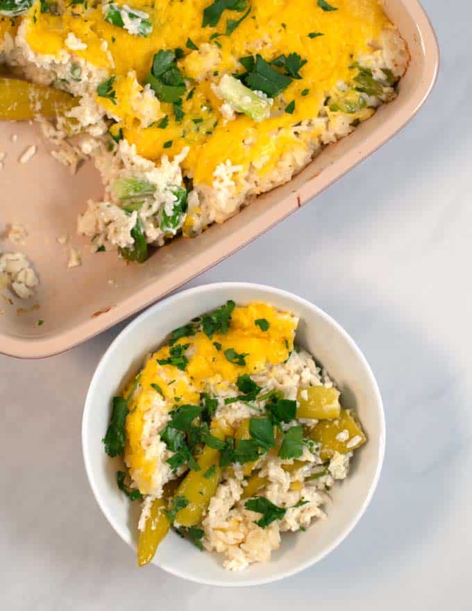 A serving of Chile Rice Casserole.