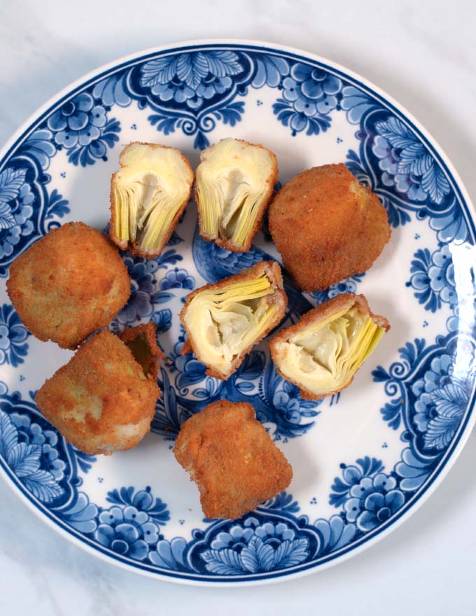 Cut open Fried Artichoke Hearts.