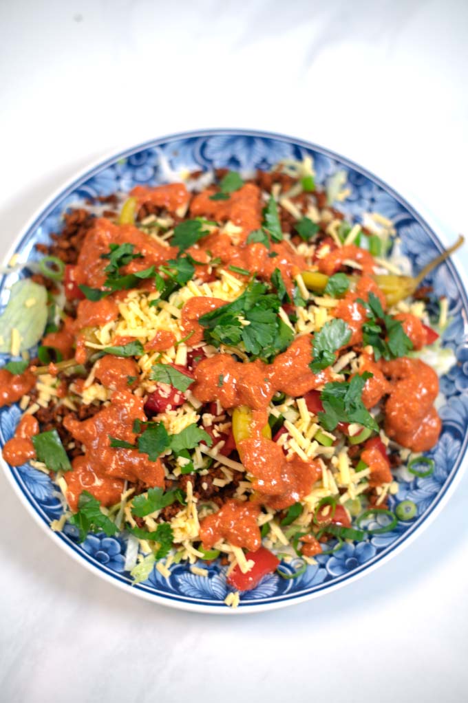 Closeup of Keto Taco Salad.