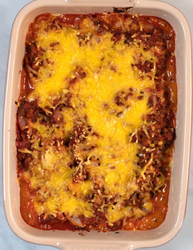 Ready Lentil Casserole after baking.