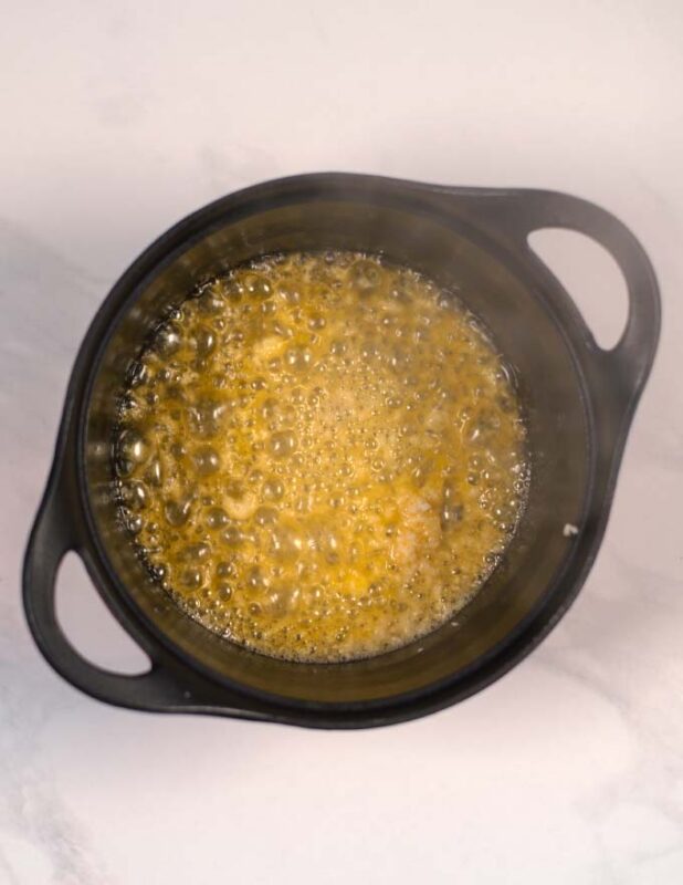 Garlic is sauteed in vegan butter.