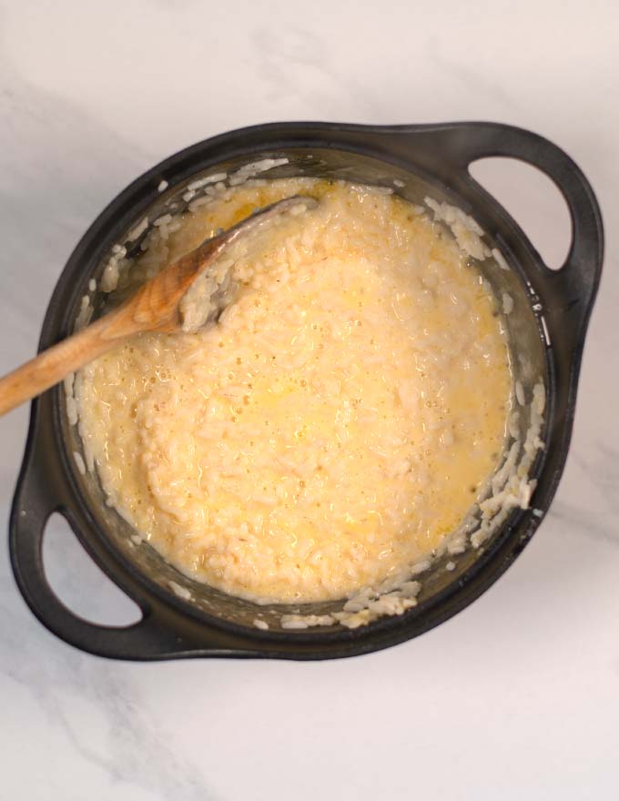 Creamy Parmesan Rice in a pot.