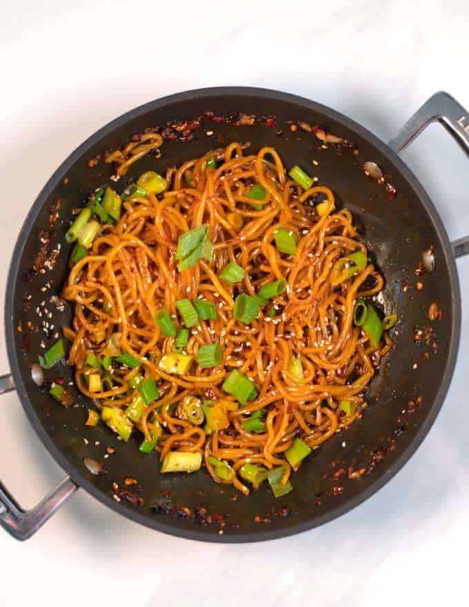 Serving Ramen Noodle Sauce in a pan.