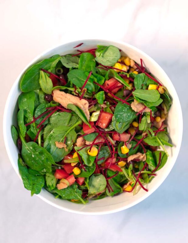 Mixed Southwest Chicken Salad in a bowl.