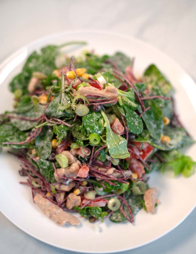 A serving of Southwest Chicken Salad on a plate.