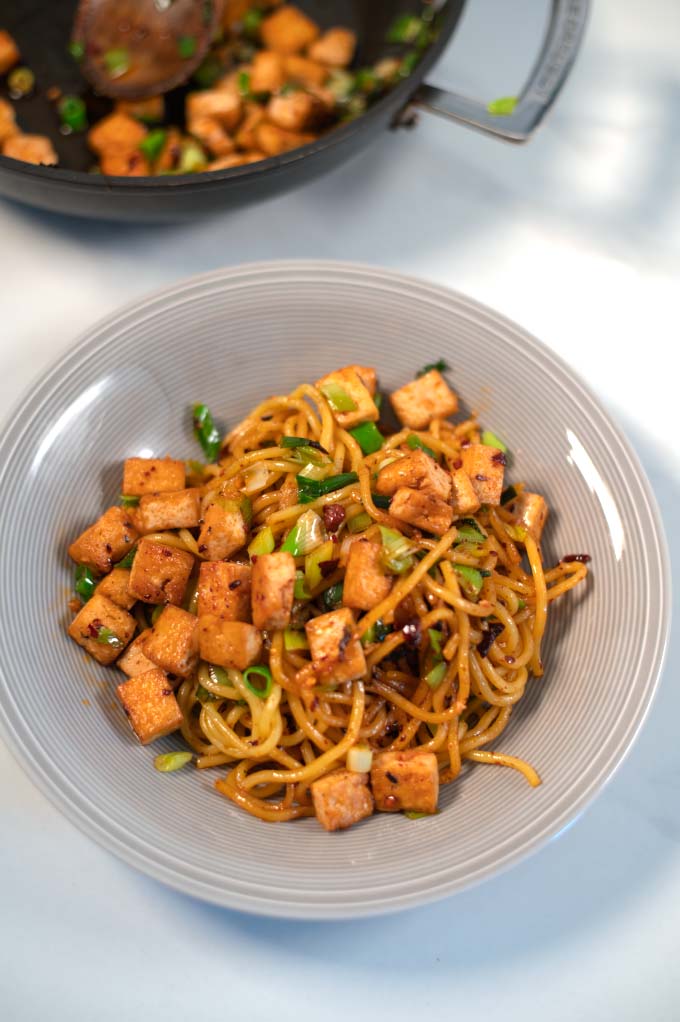 Closeup of a portion of Fried Rice Noodles.