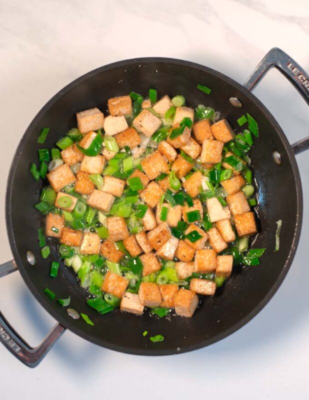 Brown cross tofu cubes.
