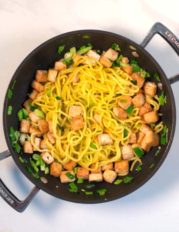 Rice Noodles are given into the pan.